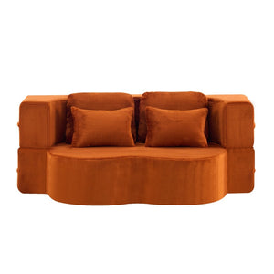 English Elm Large Plush Floor Sofa Foldable Foam Mattress with Pillows for Living Room Lounge W3612P440208