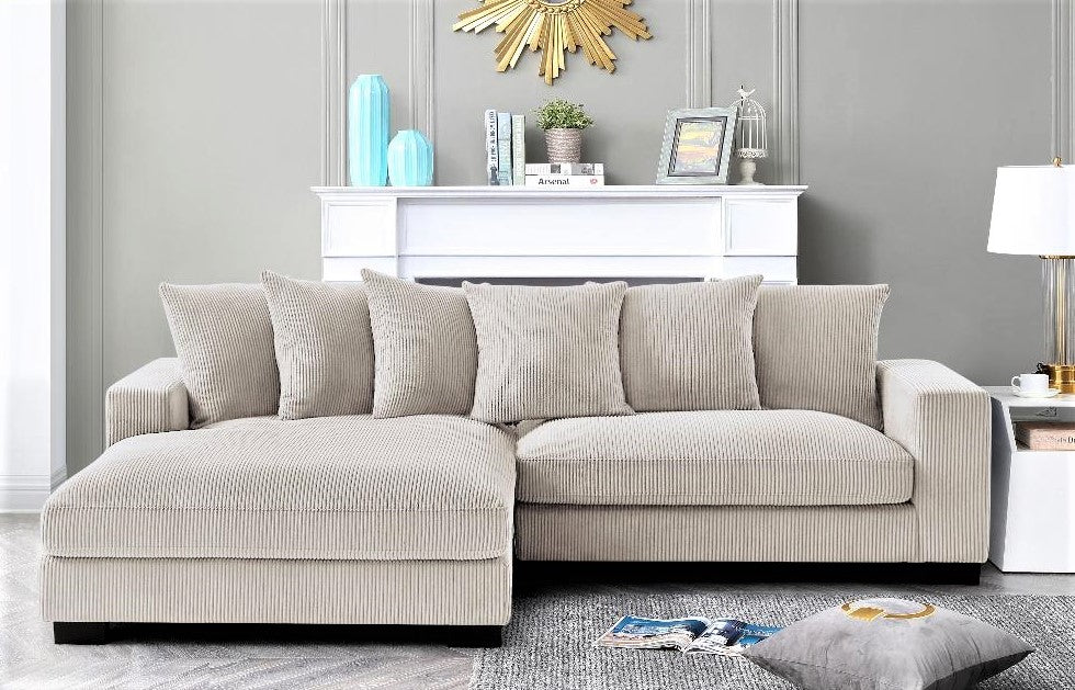 English Elm Luxe Oversized Two-Piece Left Facing Sectional Sofa In Ivory Corduroy – Stylish, Comfort & Versatile! B2735S00005