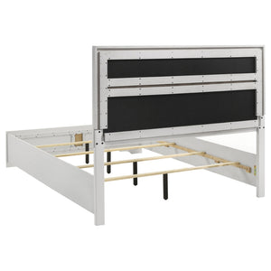 English Elm Annie Glam White Full Storage Bedroom Set with Crystal Pulls and Glitter Accents White B062S01603