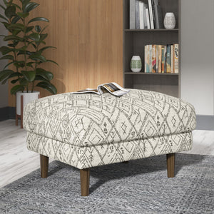 English Elm Wallace & Bay - Black Abstract Ottoman Mid-Century Modern Engineered Wood Accent Bench in Petroglyph Black, Easy Care, 26.8"L B2709P212470