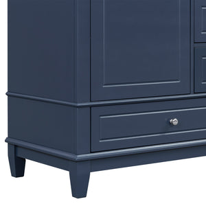 English Elm Christopher Knight Home® - 30" Freestanding Bathroom Vanity with Ceramic Sink, Soft-Close Door, Gold Knobs & 3 Drawers, Durable Painted Finish Blue N759P225994C