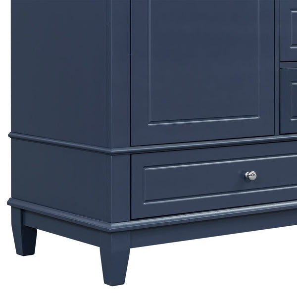 English Elm Christopher Knight Home® - 30" Freestanding Bathroom Vanity with Ceramic Sink, Soft-Close Door, Gold Knobs & 3 Drawers, Durable Painted Finish Blue N759P225994C