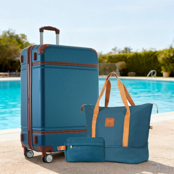 English Elm Hardshell Abs Suitcase Set with Tsa Lock Spinner Wheels Expandable 28 Inch Travel Blue N732P193485C