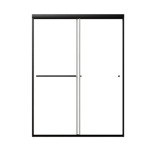 English Elm 50in. Barn Style Sliding Shower Door Matte Black Anodized Frame with Tempered Clear Glass W637123851