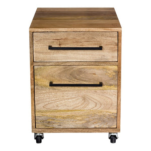 English Elm Colvin Solid Mango Wood Rolling Filing Cabinet with Iron Hardware for Home Office B2769P498424