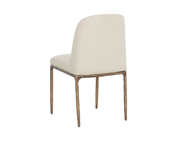 Sunpan NESTOR Dining Chair - Plush Upholstered Comfort with Artisan Hammered Details & Antique Brass Finish 112295