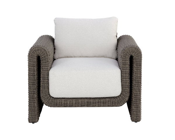 Sunpan Tibi Lounge Chair - Handwoven Twisted Wicker with Durable Outdoor Fabric for Stylish Comfort Grey / Louis Cream