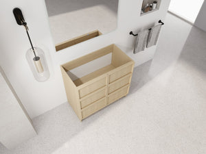 English Elm 36" Freestanding Bathroom Vanity Plywood Base Soft-close Doors Dune Oak Finish W999P392894