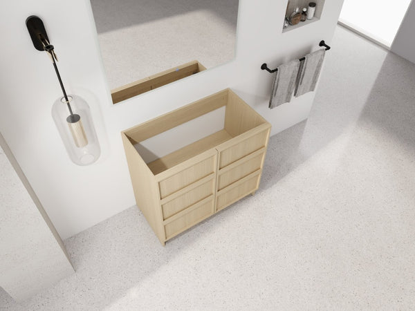 English Elm 36" Freestanding Bathroom Vanity Plywood Base Soft-close Doors Dune Oak Finish W999P392894