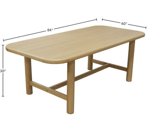 Alpine Furniture Hudson Light Oak Dining Table - Scandinavian 84" Solid Wood Centerpiece Seats 6–8, Durable Design 8440-01