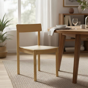 Alpine Furniture Hudson Light Oak Side Chair — Solid Rubberwood Frame, Contoured Comfort, Minimalist Grain Finish For Dining Rooms 8440-02