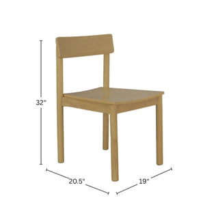 Alpine Furniture Hudson Light Oak Side Chair — Solid Rubberwood Frame, Contoured Comfort, Minimalist Grain Finish For Dining Rooms 8440-02