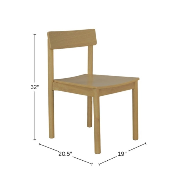 Alpine Furniture Hudson Light Oak Side Chair — Solid Rubberwood Frame, Contoured Comfort, Minimalist Grain Finish For Dining Rooms 8440-02