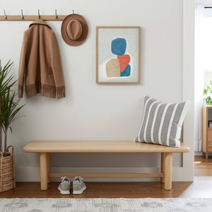 Alpine Furniture Hudson Solid Wood Dining Bench In Light Oak — 72" Minimalist Seat With Reinforced Crossbar Support And Versatile Use 8440-03