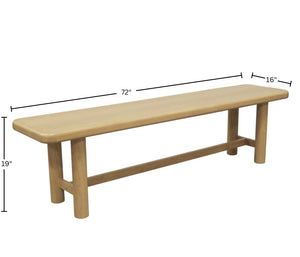 Alpine Furniture Hudson Solid Wood Dining Bench In Light Oak — 72" Minimalist Seat With Reinforced Crossbar Support And Versatile Use 8440-03