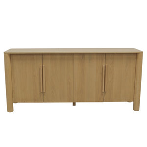 Alpine Furniture Hudson Light Oak Sideboard With Adjustable Shelves, Four-Door Storage, Rounded Edges, Fully Assembled 8440-06
