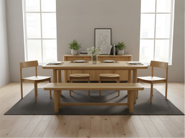 Alpine Furniture Hudson Light Oak Side Chair — Solid Rubberwood Frame, Contoured Comfort, Minimalist Grain Finish For Dining Rooms 8440-02