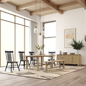 Alpine Furniture Hudson Light Oak Side Chair — Solid Rubberwood Frame, Contoured Comfort, Minimalist Grain Finish For Dining Rooms 8440-02