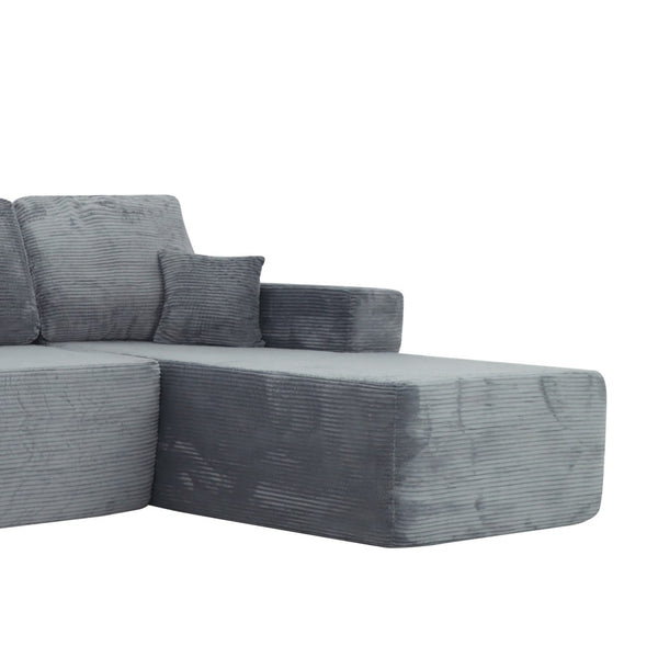 English Elm Cloud Oversized Corduroy Chaise Sectional with Deep Seat for Cozy Living Spaces W3975P391636
