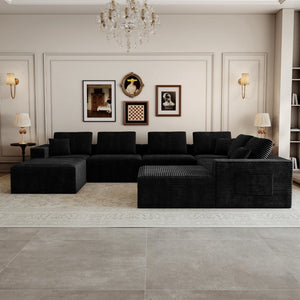 English Elm 141.73*106.3"modular Sectional Sofa 8 Piece Plush Corduroy Cloud Couch for Living Room W3819S00145