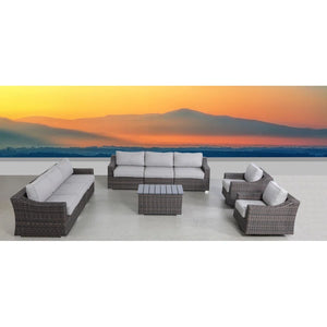 English Elm LSI 9-Piece Outdoor Wicker Seating Set for 8 — Fully Assembled, Weatherproof HDPE, Removable Cushions B120S00054