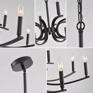 English Elm 12-light Industrial Farmhouse Chandelier Matte Black Metal for High Ceiling Spaces W5008P392712
