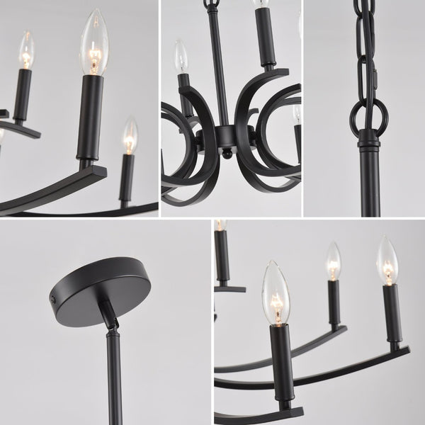 English Elm 12-light Industrial Farmhouse Chandelier Matte Black Metal for High Ceiling Spaces W5008P392712