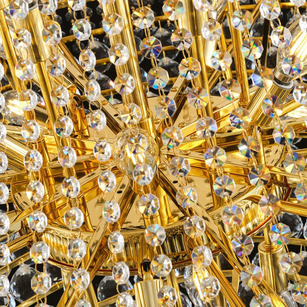 English Elm Grand Grand Gold Crystal Chandelier 48" 3-Tier Empire, 42 E12 Warm LEDs, 680 K9 Crystals, 79" Chain W2869S00005