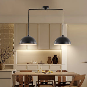 English Elm 41" Industrial Modern Black Double Pendant Light – Adjustable Matte Iron Ceiling Lamp, 2xE26, 60W Each, Hard-Wired, Ideal for Dining, Kitchen, Living Room W1340P251921
