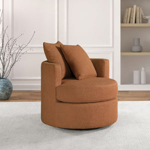 English Elm Quinn Swivel Accent Chair Rounded Silhouette Fabric Upholstery for Living Room Burnt Orange B062P441091
