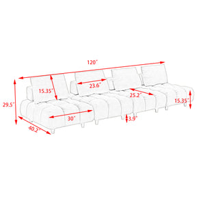 English Elm 120 Plush Teddy Sofa 120" Long Spacious 4-Seater with Solid Wood Frame, Spring Cushion Comfort Beige W1658S00065