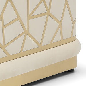 English Elm Talia Chic Micro Suede Loveseat with Patterned Arms, Gloss Brass Trim & Kiln-Dried Hardwood Frame Ivory 35 L x 26 W x 69 H B078P301557