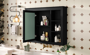 English Elm 35'' Modern Wall-Mounted Medicine Cabinet With Mirror, 6 Shelves & Towels Rod For Effortless Storage N710P236930B