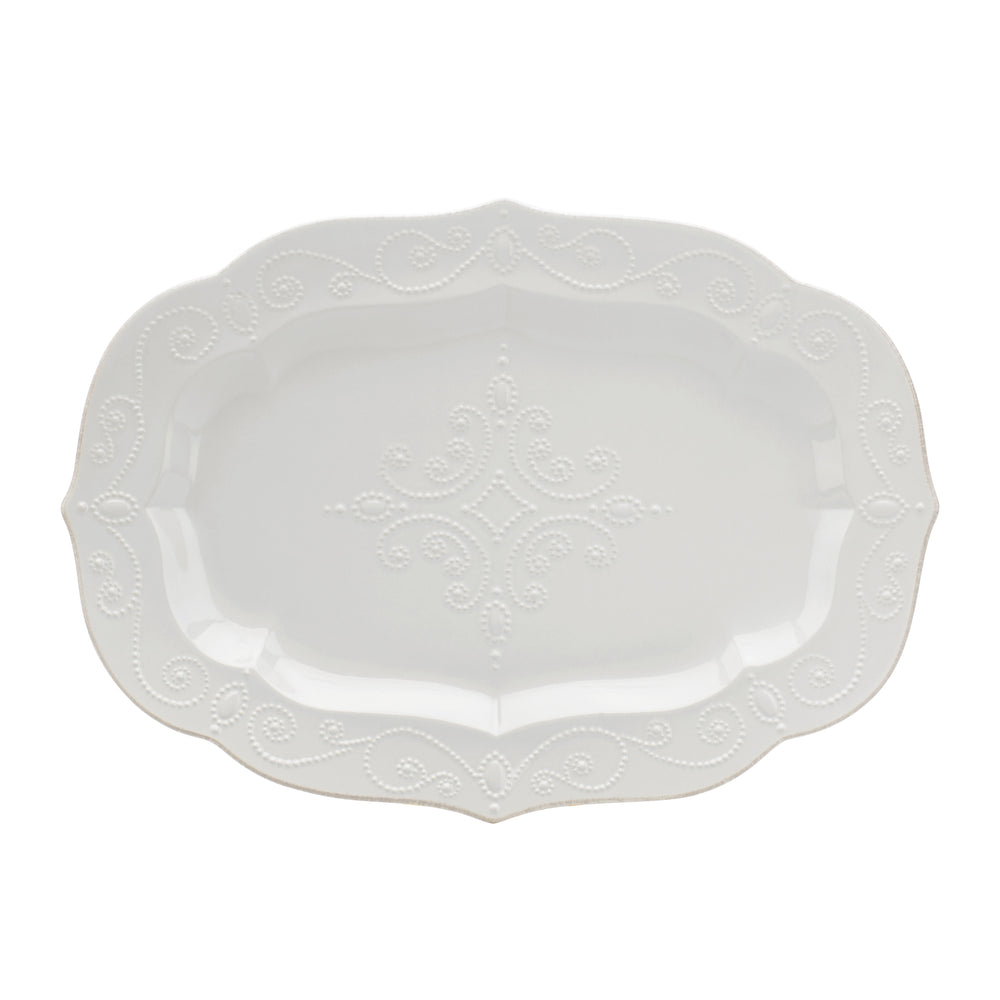 Lenox French Perle Oval Stoneware Serving Platter with Handcrafted Beaded Rim for Elegant Entertaining Large Serving Platter 844445