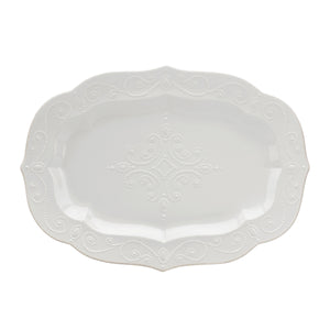 Lenox French Perle Oval Stoneware Serving Platter with Handcrafted Beaded Rim for Elegant Entertaining Large Serving Platter 844445