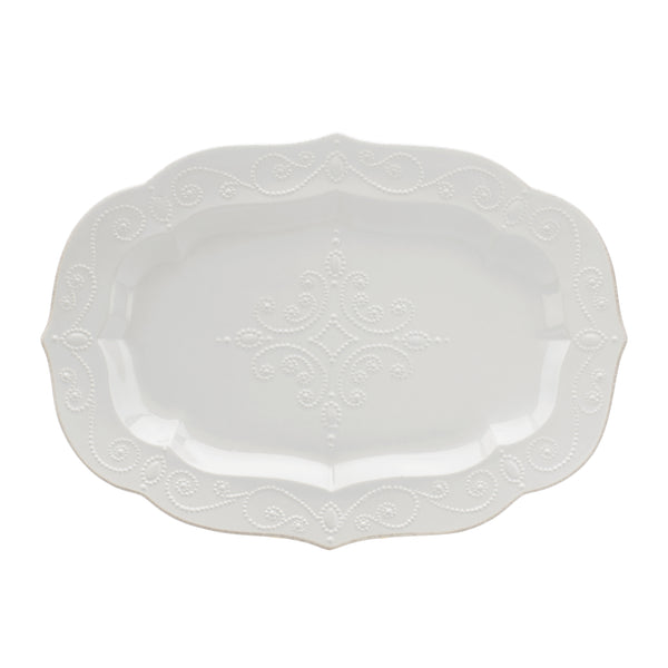Lenox French Perle Oval Stoneware Serving Platter with Handcrafted Beaded Rim for Elegant Entertaining Large Serving Platter 844445