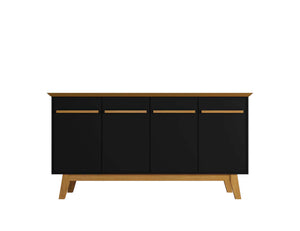 English Elm Yonkers 63" Sideboard with Soft-Close Doors and Removable Shelf, Beveled Top & Solid Wood Legs Black B365P398256