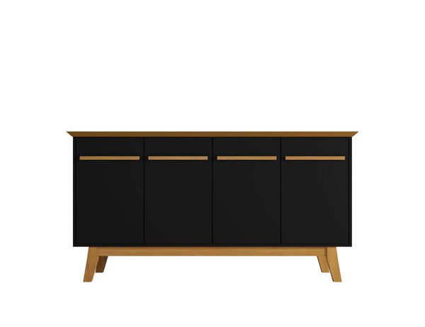 English Elm Yonkers 63" Sideboard with Soft-Close Doors and Removable Shelf, Beveled Top & Solid Wood Legs Black B365P398256