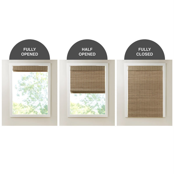 English Elm Bamboo Light Filtering Roman Shade 64"L - Eco-Friendly Natural Window Treatment For Privacy & Style B035129688