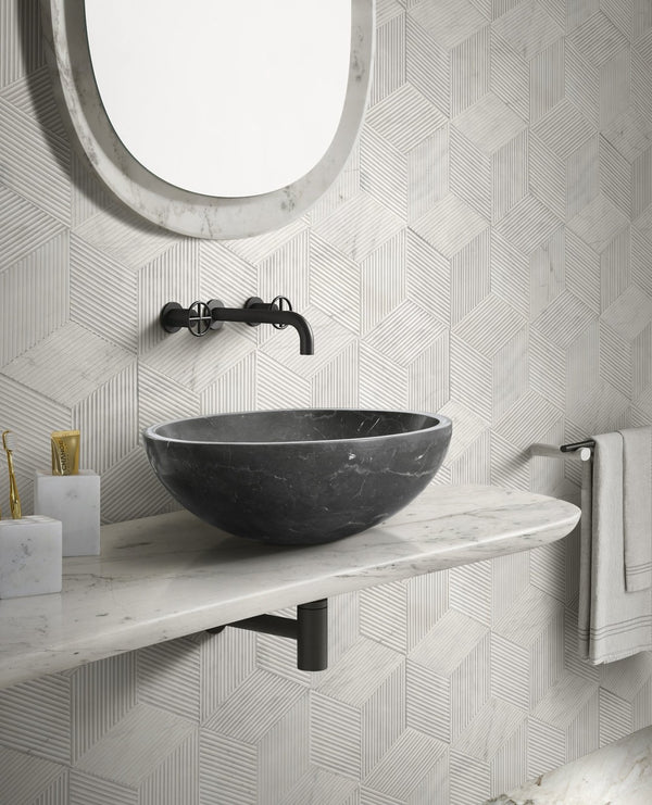 English Elm Luxury Solid Natural Marble Vessel Sink Round Matte Stone Basin Above Counter Vanity W1696P408023