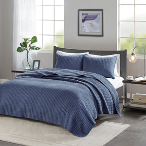 English Elm 2 Piece Keaton Reversible Quilt Set Navy Twin/Twin XL – Brushed Microfiber, Antimicrobial, Farmhouse Chic B035129033