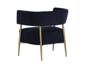 Sunpan Maestro Lounge Chair - Contemporary Curved Design with Antique Brass Legs for Luxurious Comfort Danny Navy