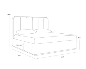 Sunpan JAMILLE Bed - King - Luxurious Milliken Cognac Upholstery with Deep Channel Tufting & Solid Oak Frame 112262