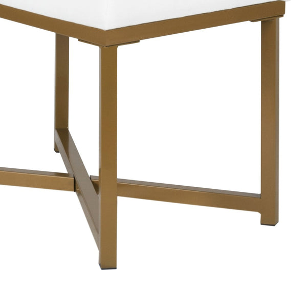 English Elm Metal X-base Bench Tufted Navy Velvet Seat Gold Frame Bedroom Entryway Glam White+Gold B056P417120
