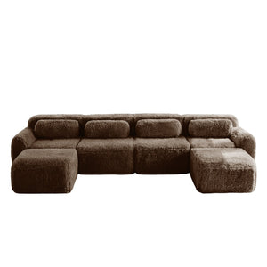 English Elm U-shaped Modular Sectional Sofa with Plush Fabric and High Resilience Foam for Living Rooms Chocolate W714S01546