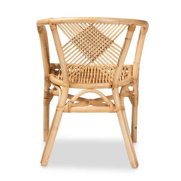 English Elm Modern Natural Rattan Dining Chair Woven Geometric Back Boho Armchair for Eclectic Spaces B2750P470043