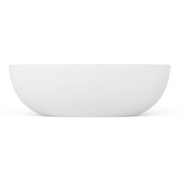 English Elm 71 Inch Freestanding Solid Surface Soaking Tub Matte White Seamless Sculptural Bath W1613P355483
