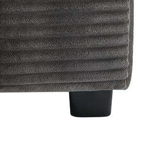 English Elm Corduroy Chaise Lounge Sofa With Storage, Movable Ottoman & Cupholders For Relaxation W2120S00004-GIGA