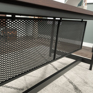 English Elm Table Desk - Contemporary Brown Finish With Wireless Charging For Home Office & Study Spaces B356P402645-GIGA