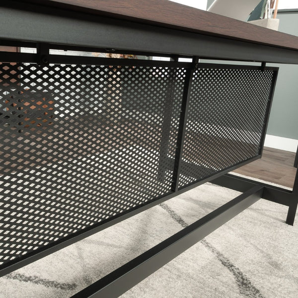 English Elm Table Desk - Contemporary Brown Finish With Wireless Charging For Home Office & Study Spaces B356P402645-GIGA